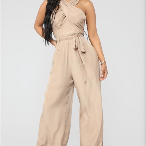 tan jumpsuit fashion nova